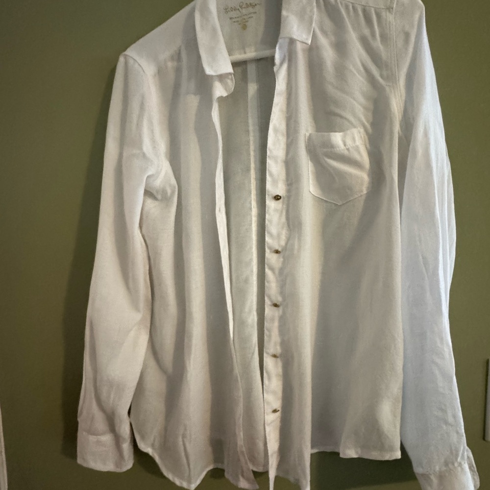Lilly Pulitzer White Casual Button Down Shirt